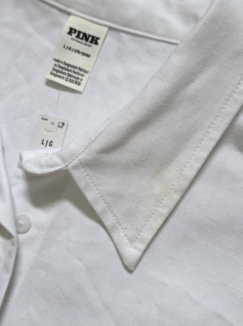 PINK Victoria's Secret White Women Casual Button-Down Shirt Size L - Picture 9 of 10